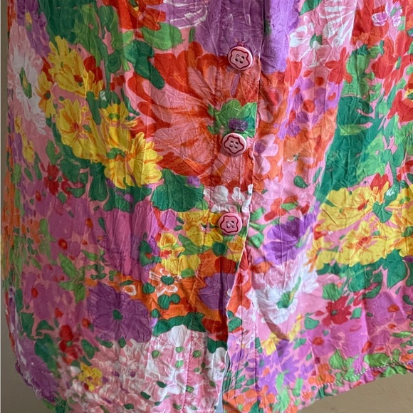 Vtg Jams World Floral Shift Dress Hawaiian Cotton Sleeveless Artsy Boho Y2K XL - Picture 7 of 9